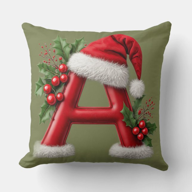 Christmas Letter A Decorated With Santa Hat Kissen (Vorderseite)