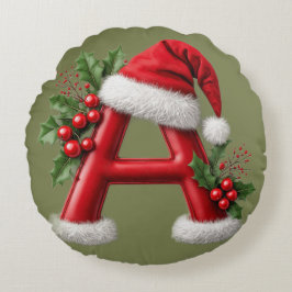 Christmas Letter A Decorated With Santa Hat Rundes Kissen