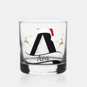 Christmas Letter A Initial – Festive Holiday Desig Whiskyglas (Rückseite)
