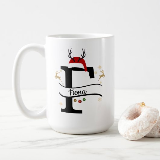 Christmas Letter F Alphabet  Kaffeetasse (Mit Donut)