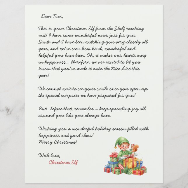 Christmas Letter From the Christmas Elf (Vorderseite)