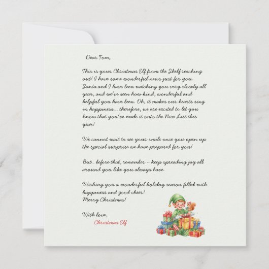 Christmas Letter From the Christmas Elf Einladung (Vorderseite)