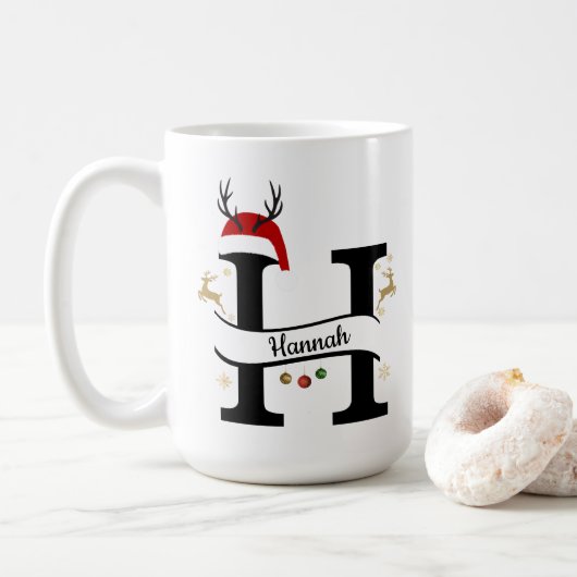 Christmas Letter H Alphabet  Kaffeetasse (Mit Donut)