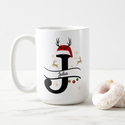 Christmas Letter J Alphabet  Kaffeetasse (Mit Donut)