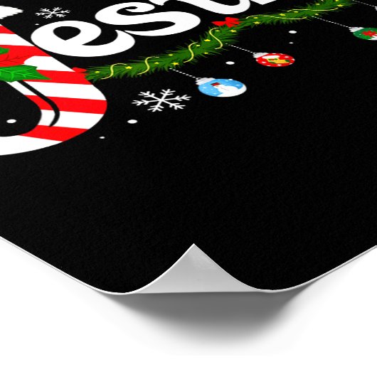 Christmas Letter J For Jesus Christian Candy Cane Poster (Ecke)