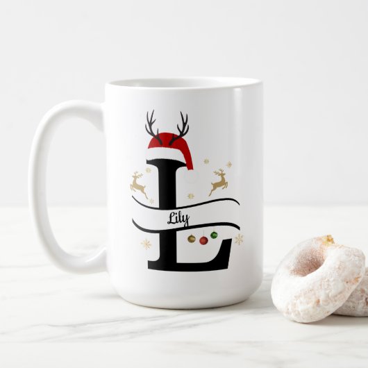 Christmas Letter L Alphabet Kaffeetasse (Mit Donut)