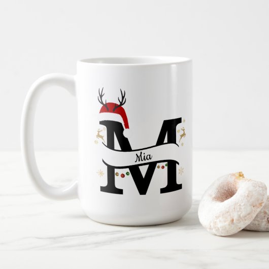 Christmas Letter M Alphabet  Kaffeetasse (Mit Donut)