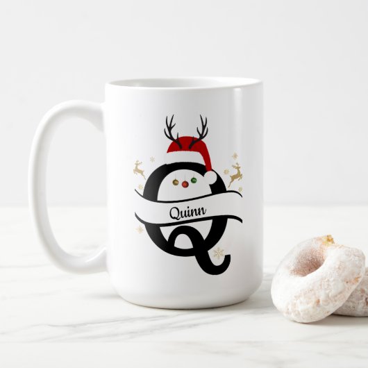 Christmas Letter Q Alphabet  Kaffeetasse (Mit Donut)