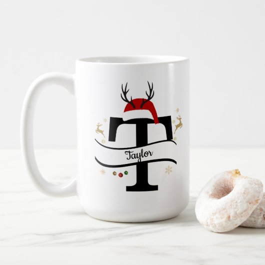 Christmas Letter T Alphabet Kaffeetasse (Mit Donut)