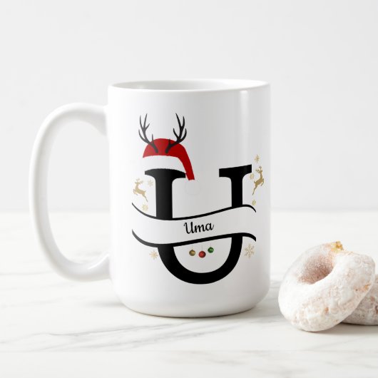 Christmas Letter U Alphabet Kaffeetasse (Mit Donut)