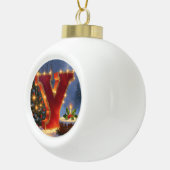 Christmas Letter Y Ornament | Red Gold Monogram (Rechts)