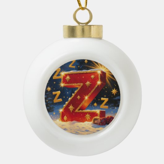 Christmas Letter Z Ornament | Red Gold Monogram (Vorderseite)