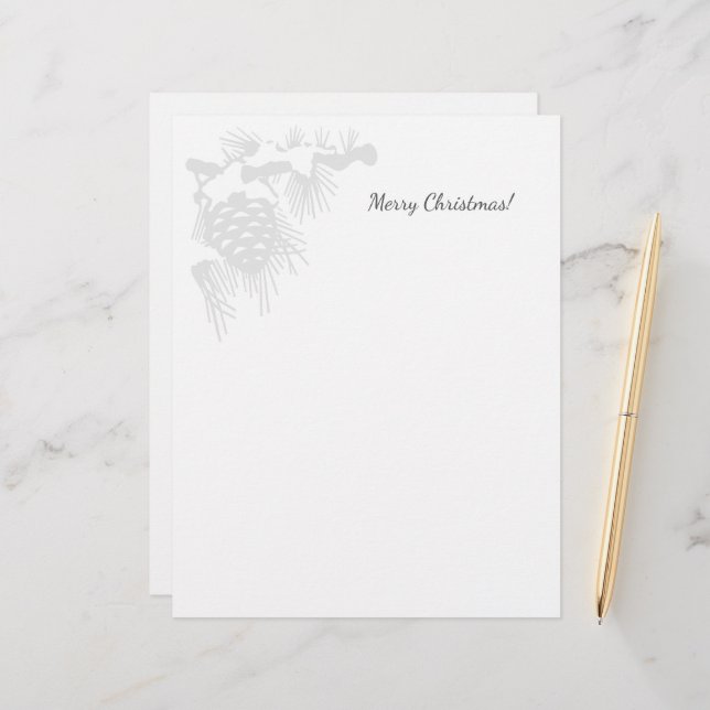 Christmas letterhead with snowy pine cone logo briefbogen (Vorderseite/Rückseite Beispiel)