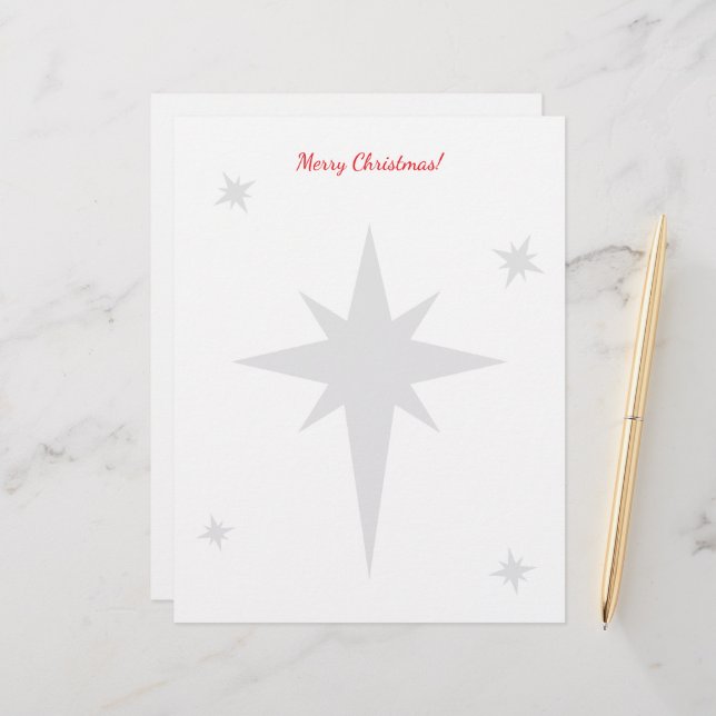 Christmas letterhead with star of Bethlehem Briefbogen (Vorderseite/Rückseite Beispiel)