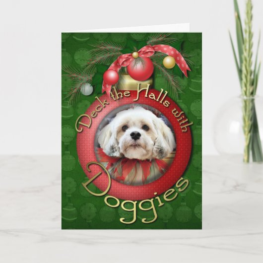 Christmas - Lhasa Apso - Muffie Feiertagskarte (Vorderseite)