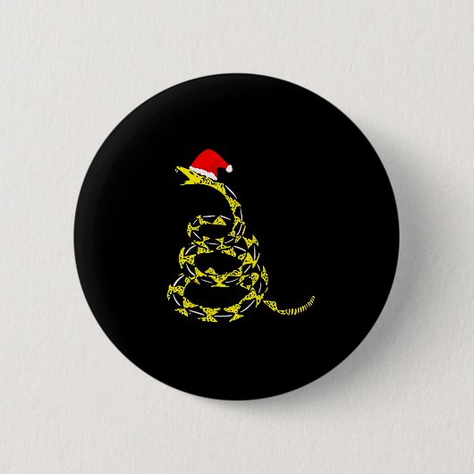 Christmas Libertarian Gadsden Don't Tread Snake Button (Vorderseite)