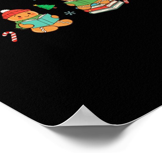 Christmas Library Gingerbread Man Books Lover Book Poster (Ecke)