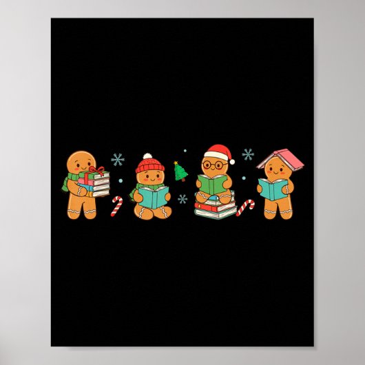 Christmas Library Gingerbread Man Books Lover Book Poster (Vorne)