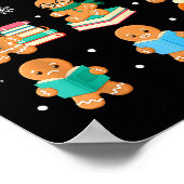 Christmas Library Gingerbread Man Books Lover Book Poster (Ecke)