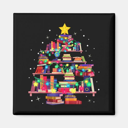 Christmas Library Tree Love Reading Books Nerd Tea Magnet (Vorne)