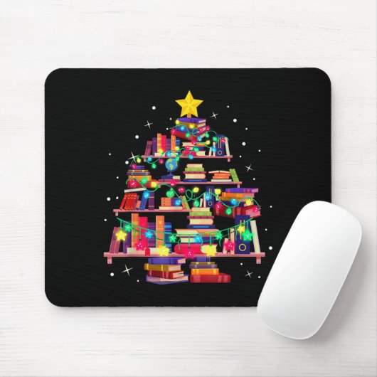 Christmas Library Tree Love Reading Books Nerd Tea Mousepad (Mit Mouse)
