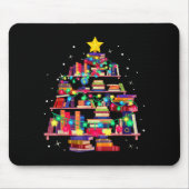 Christmas Library Tree Love Reading Books Nerd Tea Mousepad (Vorne)