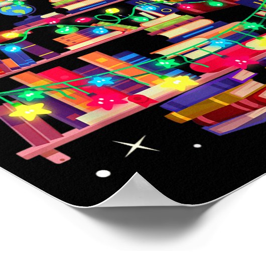 Christmas Library Tree Love Reading Books Nerd Tea Poster (Ecke)