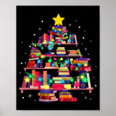 Christmas Library Tree Love Reading Books Nerd Tea Poster (Vorne)