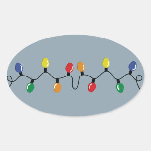 Christmas Light Bulb String Ovaler Aufkleber