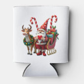 Christmas Light Gnome Santa Claus Riding Sleigh Hi Dosenkühler (Vorderseite)