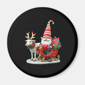 Christmas Light Gnome Santa Claus Riding Sleigh Hi Magnet (Vorne)