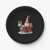 Christmas Light Gnome Santa Claus Riding Sleigh Hi Pappteller (Vorderseite)