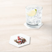 Christmas Light Gnome Santa Claus Riding Sleigh Hi Untersetzer (Vor Ort)