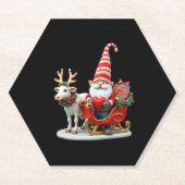 Christmas Light Gnome Santa Claus Riding Sleigh Hi Untersetzer (Vorderseite)