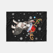 Christmas Light Reindeer Santa Hat Boston Terrier  Fleecedecke (Vorderseite (Horizontal))