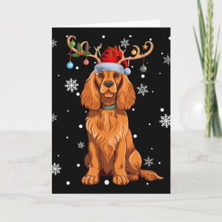 Christmas Light Reindeer Santa Hat Er Spaniel Xmas Karte