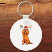 Christmas Light Reindeer Santa Hat Er Spaniel Xmas Schlüsselanhänger (Vorderseite)