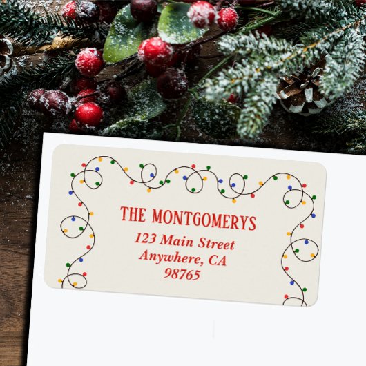 Christmas Light Strand Return Address Adressaufkleber