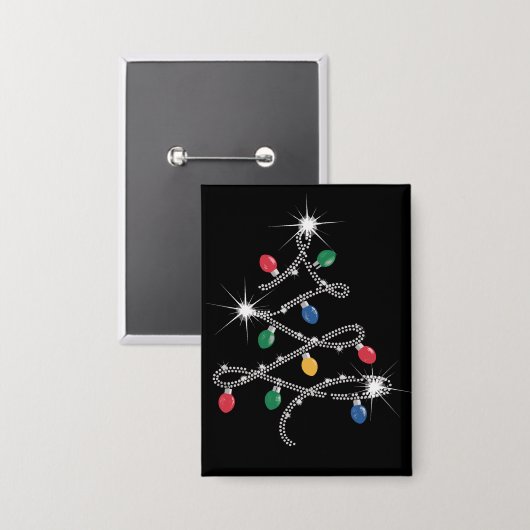 Christmas Light Tree Kristall Mega Bling Button (Vorderseite/Rückseite)