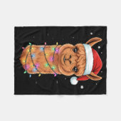 Christmas Lights Alpaca Santa Hat Llama Cute Xmas Fleecedecke (Vorderseite (Horizontal))