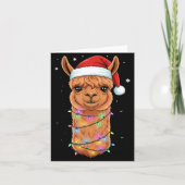 Christmas Lights Alpaca Santa Hat Llama Cute Xmas Karte (Vorderseite)