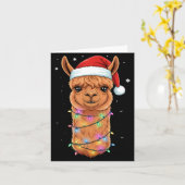 Christmas Lights Alpaca Santa Hat Llama Cute Xmas  Karte (Gelbe Blume)