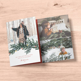 Christmas Lights and Greenery Photo Dreifach Gefaltete Urlaubskarte