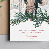Christmas Lights and Greenery Photo Feiertagskarte