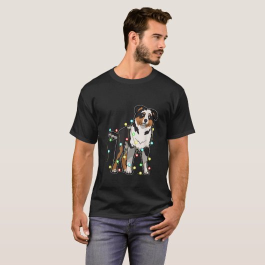 Christmas Lights Australian Shepherd Dog Lover Xma T-Shirt (Vorne ganz)
