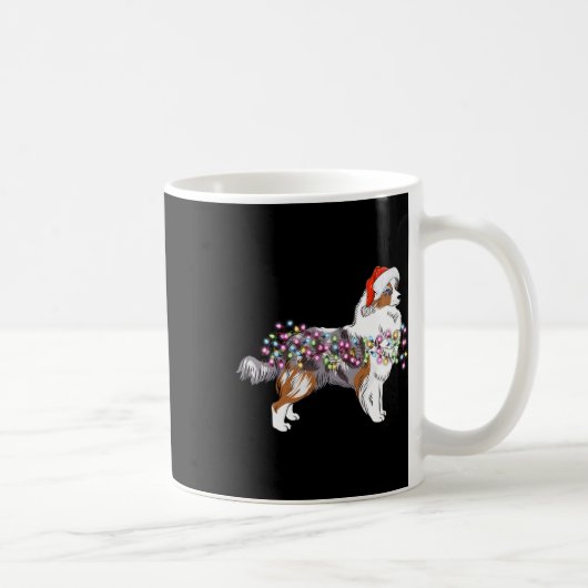Christmas Lights Australian Shepherd Dog Niedlich Kaffeetasse (Rechts)