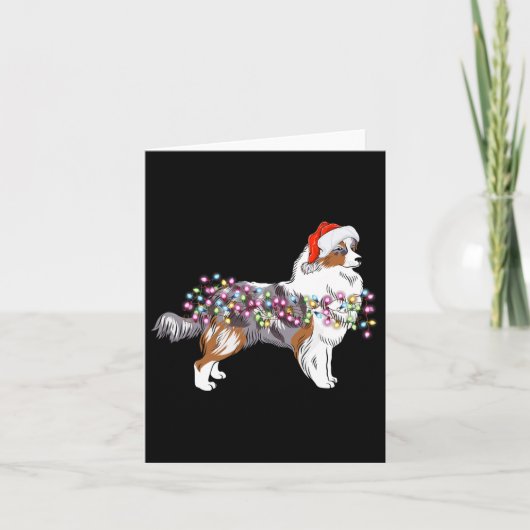 Christmas Lights Australian Shepherd Dog Niedlich Karte (Vorderseite)