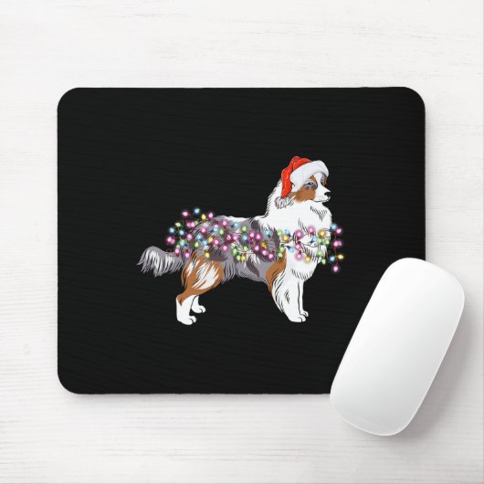 Christmas Lights Australian Shepherd Dog Niedlich Mousepad (Mit Mouse)