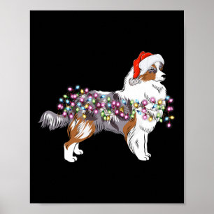Christmas Lights Australian Shepherd Dog Niedlich Poster