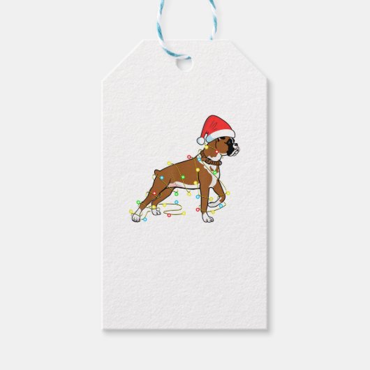 Christmas Lights Boxer Dog Lover Funny Geschenk Geschenkanhänger (Vorderseite)